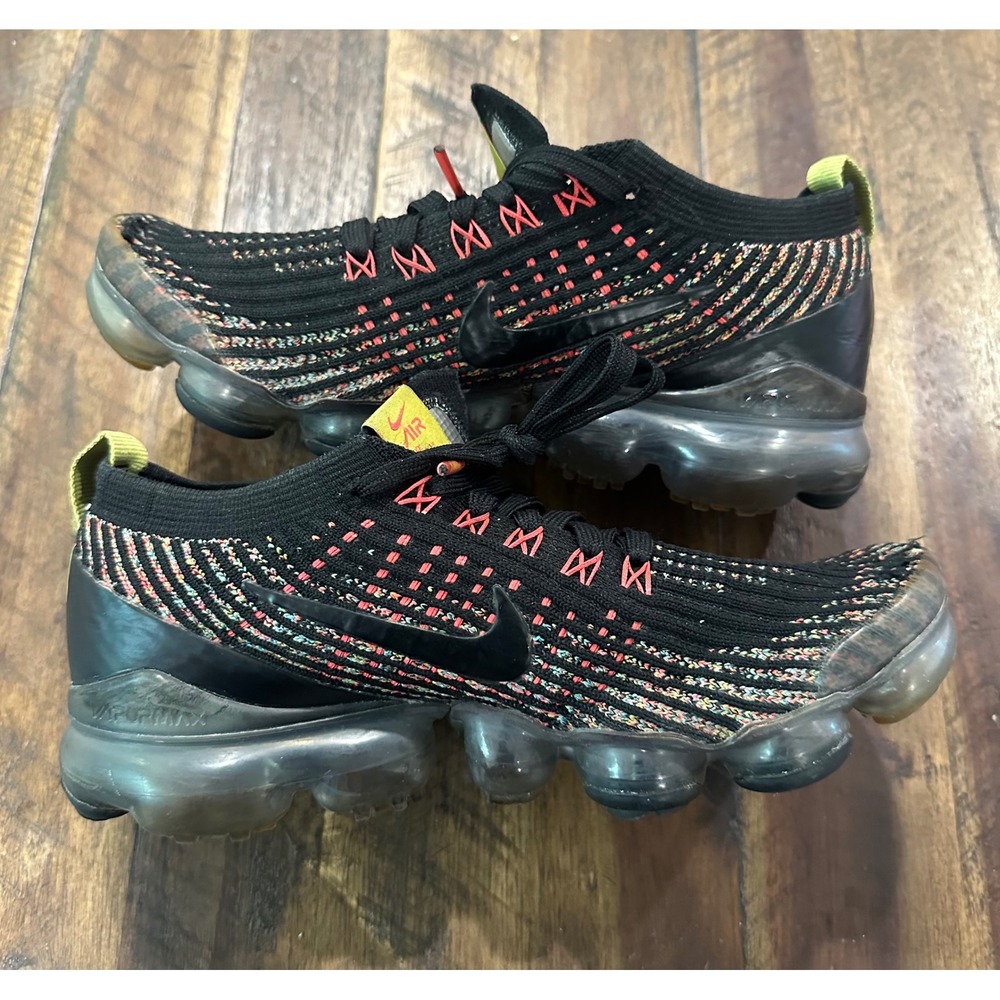 Nike Air VaporMax Flyknit 3 Women Black Multi Color Running Shoes size 7 - Picture 4 of 8